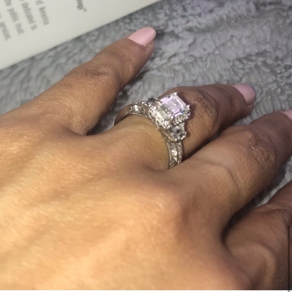 🪞 TACORI Diamond Engagement wedding Emerald Cut 18k Gold Ring - Picture 17 of 17